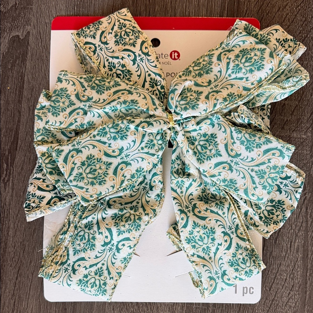 Green Gold Decorative Tree Bow